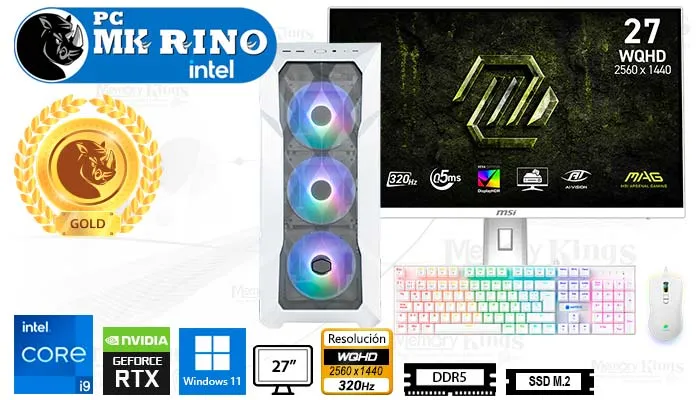 Computadora Core i9-14900KF TD500 Mesh White 16GB 1TB 27 RTX 5060 Windows 11