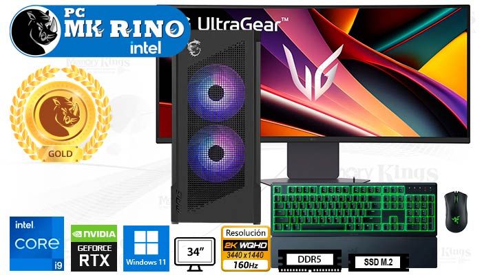 Computadora Core i9-14900KF Velox 300R Airflow 16GB 1TB 34 RTX 5060 Windows 11
