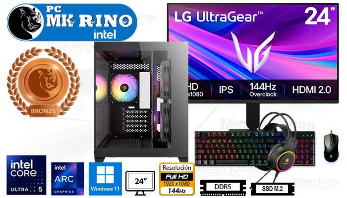 Computadora Core Ultra 5 225F CX600M 16GB 512GB 24 ARC A380 Windows 11