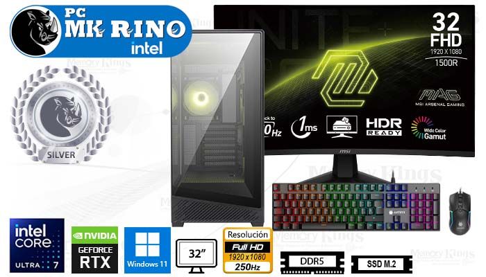 Computadora Core Ultra 7 265F Pano 130R 16GB 1TB 32 RTX 5060 Windows 11