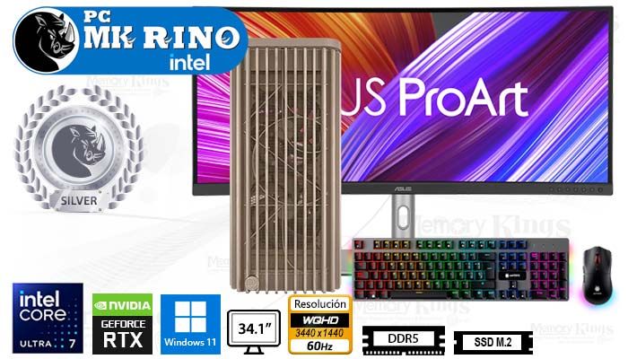 Computadora Core Ultra 7 265KF ProArt Wood Beige 16GB 2TB 34.1 RTX 5060 Windows 11