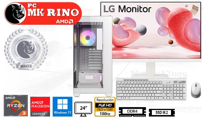 Computadora Ryzen 3 3200G CX300 White 16GB 512GB 24 Radeon Vega 8 Windows 11