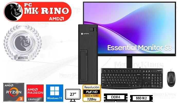 Computadora Ryzen 3 5300G Xtreme XS-100UK Slim 16GB 512GB 27 Radeon Windows 11