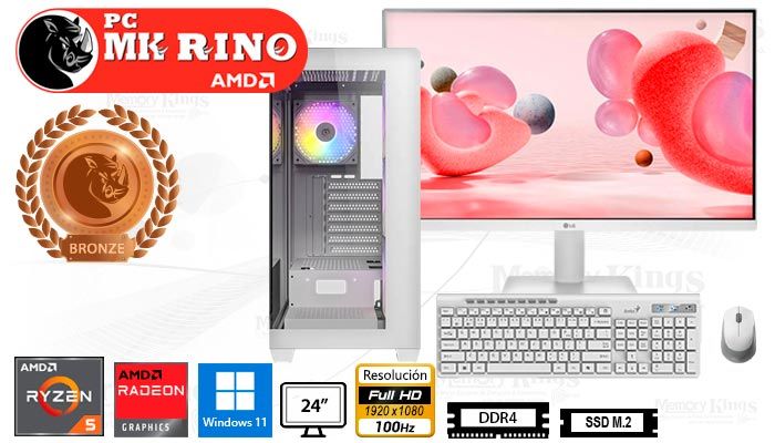 Computadora Ryzen 5 3400G CX300 White 16GB 512GB 24 Radeon Vega 11 Windows 11
