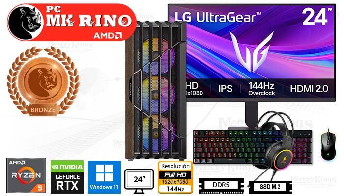 Computadora Ryzen 5 8400F AX63 16GB 512GB 24 RTX 3050 Windows 11