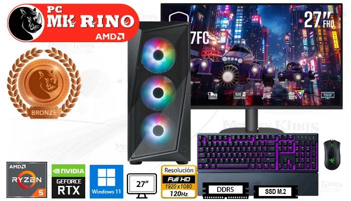 Computadora Ryzen 5 8400F CMP 520 16GB 1TB 27 RTX 3050 Windows 11