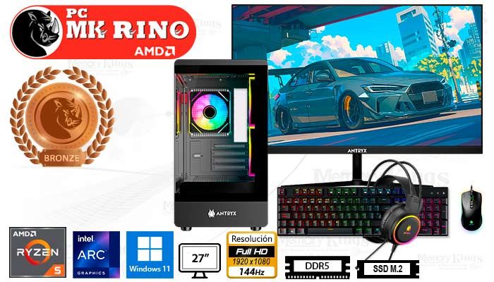 Computadora Ryzen 5 8500F FX-630M 16GB 512GB 27 Intel ARC A380 Windows 11