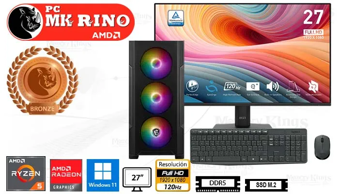 Computadora Ryzen 5 8600G M100A 8GB 512GB 27 Radeon Windows 11