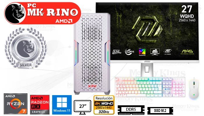 Computadora Ryzen 7 8700F Starker Air White 16GB 1TB 27 Radeon RX 9060 XT Windows 11