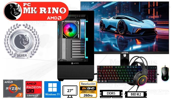 Computadora Ryzen 7 9700X FX-740 32GB 1TB 27 Radeon RX 9060 XT Windows 11