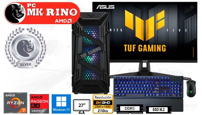Computadora Ryzen 7 7700X TUF GT301 16GB 1TB 27 Radeon RX 9070 Windows 11