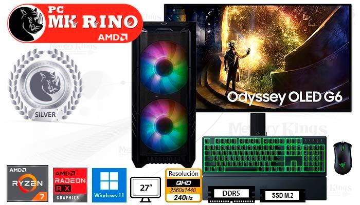 Computadora Ryzen 7 7700X HAF 500 16GB 1TB 27 Radeon RX 9060 XT Windows 11