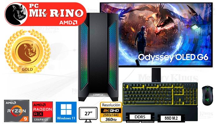 Computadora Ryzen 9 9900X LianCool II-X 32GB 2TB 27 Radeon RX 9070 XT Windows 11
