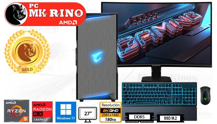 Computadora Ryzen 9 9950X C300 32GB 2TB 27 Radeon RX 9070 XT Windows 11