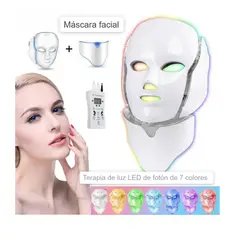 OEM - Máscara Facial LED + Cuellera de 7 colores FOTOTERAPIA de REJUVENECIMIENTO + 7 clavos faciales