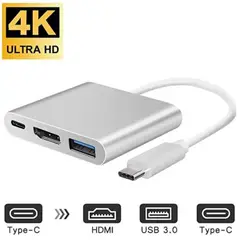 GENERICO - Cable adaptador USB-C Hdmi Usb 3.1 para Macbook tipo C 3 en 1