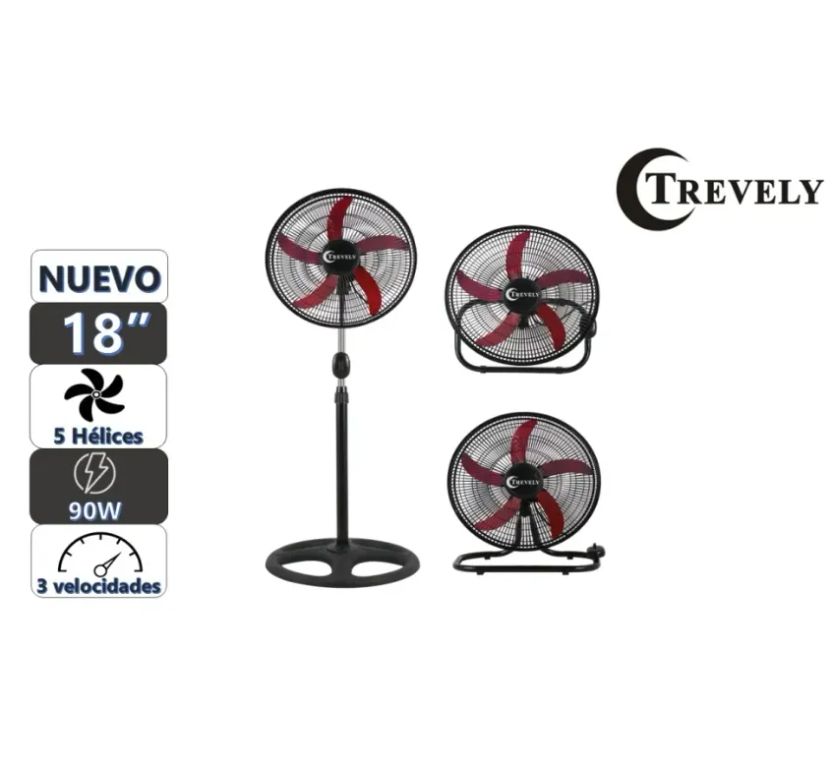 Ventilador 3 en 1 18" VT-1832 - 90W - Rojo