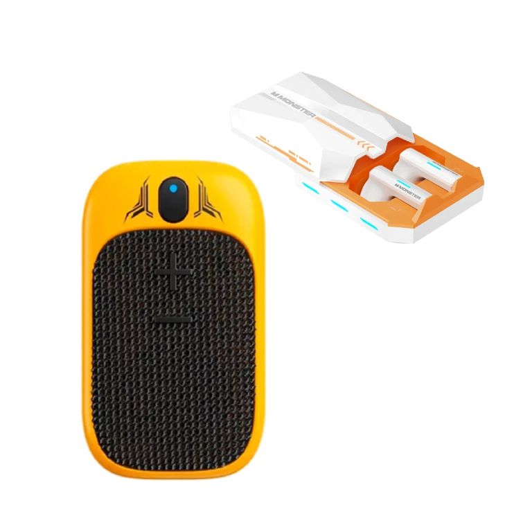 Parlante Portátil TF-Y07 Amarillo + Audífonos Inalámbricos Gamer Monster XKT11
