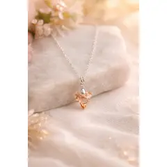 SIFRAH SHOP - Collar de Plata 925 para Mujer con Dije Corazón de Cristal Ámbar - Regalo Romántico para Ella