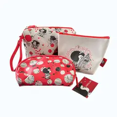GENERICO - Set x 3 neceseres Mafalda beige y rojo