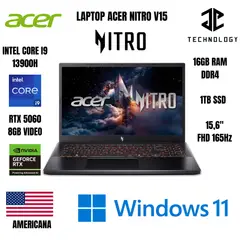 ACER - LAPTOP NITRO V15 I9 13900H / 16GB RAM DDR4 / 1TB SSD / RTX 5060 8GB VIDEO