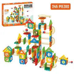GENERICO - Juego de Construcción Circuito de Canicas 246 Piezas Bloques Didácticos