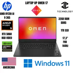 HP - LAPTOP OMEN 17 AMD RYZEN 9 AI 365 / 32GB RAM DDR5 / 1TB SSD / RTX 5060 8GB VIDEO