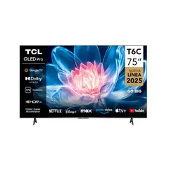 TCL - 75 QLED UHD 4K Google TV, Control por voz - 75T6C