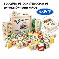 GENERICO - Cubos Didácticos de Madera Abecedario 48 Piezas