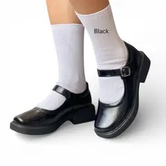 GENERICO - Zapato Niña Escolar Conford Cuero Taco 3 12995C-65 Color Negro