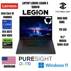 LENOVO - LAPTOP LEGION 5 / CORE I9 14900HX / 16GB DDR5 / 1TB SSD / RTX5070 8GB / 15,1" WQXGA OLED
