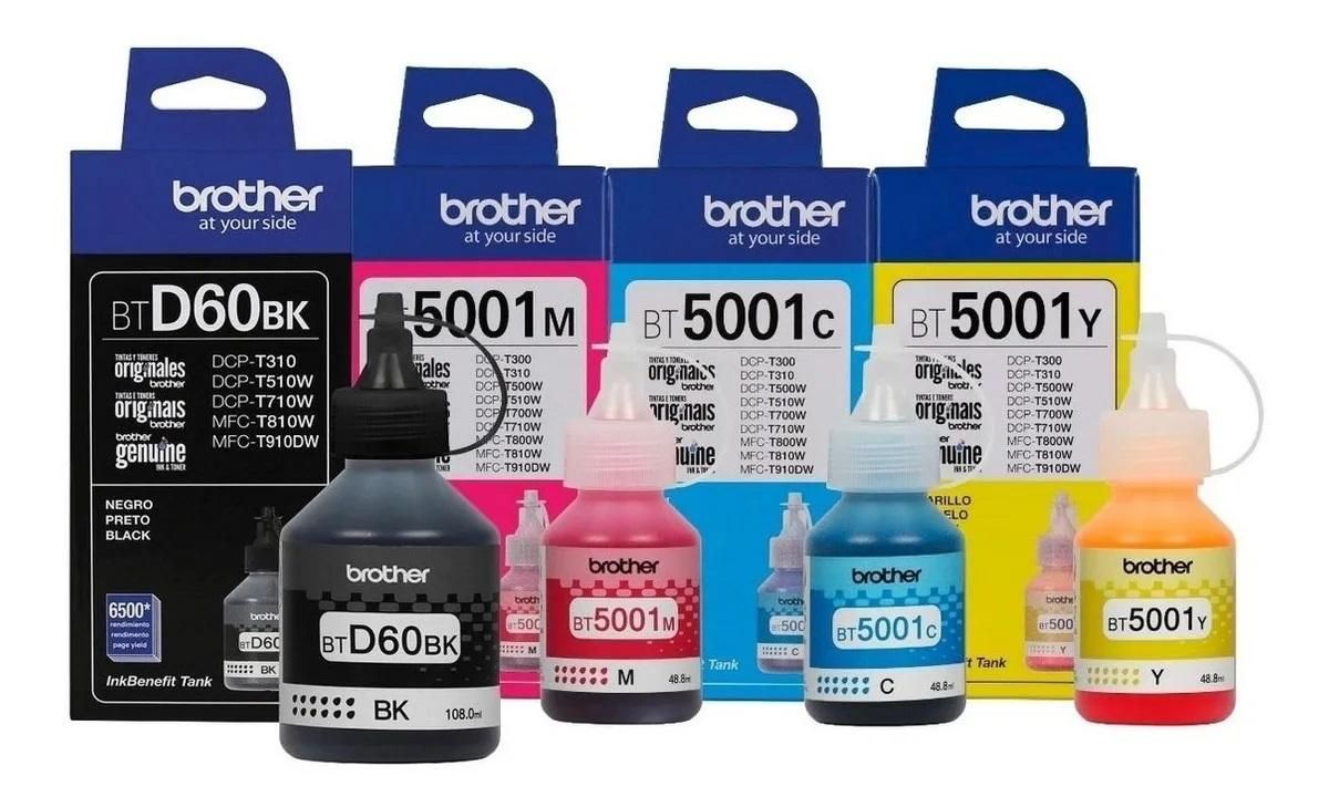 PACK DE TINTAS BROTHER BTD60BK BT5001C BT5001M BT5001Y