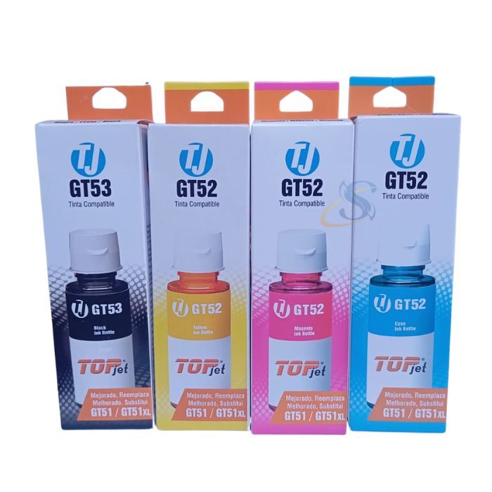 KIT DE TINTA HP GT53 GT52 COMPATIBLE NEGRO Y COLORES