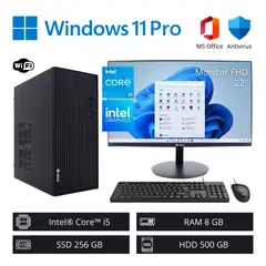 INTEL - Computadora PC Core i5 3,60 GHz 8GB RAM 256GB SSD 500GB HDD + Monitor 22" FHD WiFi