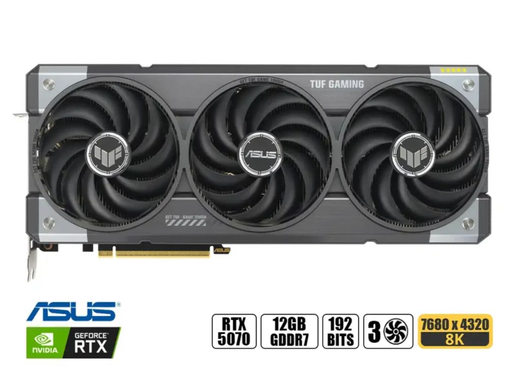 TARJETA DE VIDEO TUF GAMING RTX 5070 ( TUF-RTX5070-012G-GAMING ) DLSS4 - 12GB GDDR7 - X3 FANES