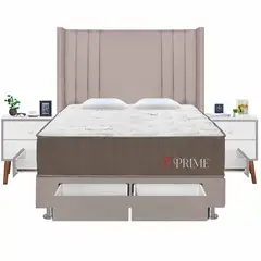 FORLI - Dormitorio 4 Cajones Deluxe Prime Beige King + 02 Veladores