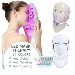 OEM - Máscara Facial LED + Cuellera de 7 colores FOTOTERAPIA de REJUVENECIMIENTO + 7 clavos faciales
