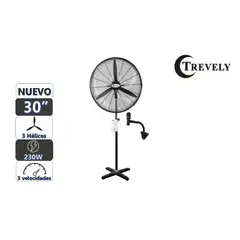 TREVELY - Ventilador Industrial VT-30A 2 en 1 Piso & Pared 30" - Negro