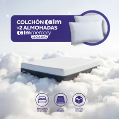 CALM - Pack Colchón Hybrid de Memory Foam 2 Plz + 2 Almohada Memory Cooling