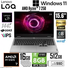 LENOVO - Laptop LOQ 15AHP10 AMD Ryzen 7 250 16GB RAM 512GB SSD RTX 5050-8GB 15.6" FHD 144HZ