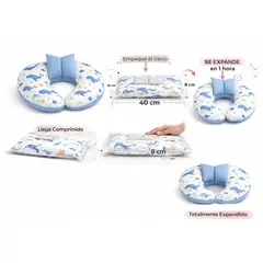 CERDITA - Almohada de lactancia para bebés con mini almohada diseño Ballena