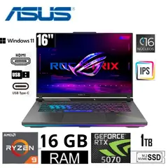ASUS - Laptop Gamer ROG STRIX G16 Ryzen 9-8940HX 16GB RAM 1TB SSD RTX5070-8GB 16FHD+ 165HZ G614P-WH94