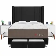FORLI - Dormitorio 4 Cajones Deluxe Prime Gris Queen + 02 Veladores