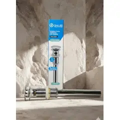 GALEZ - Desagüe Push Cromado para Lavatorio con Rebose Botón Grande EXTRA LARGO