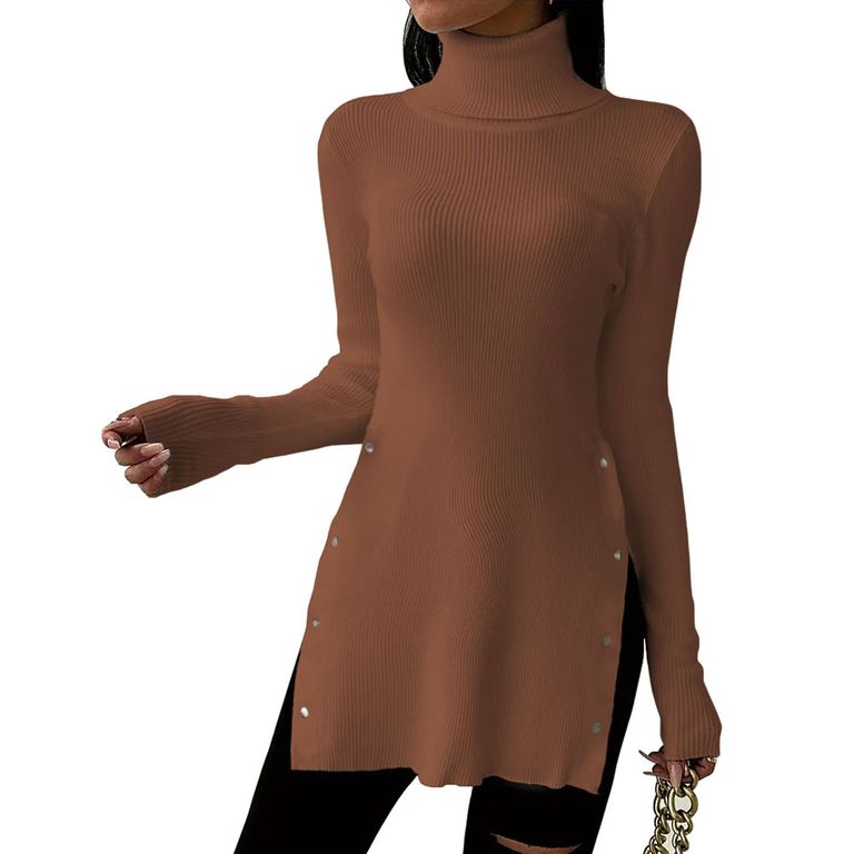 Cafarena Manga Larga Broche Rib Sand Fab-18