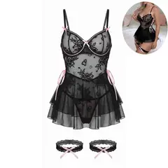 GENERICO - Set de Lencería negro para mujer S - BABYDOLL MIA