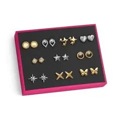 CYZONE - Set de aretes para mujer x10 Glitter Gold