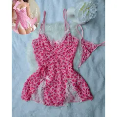 GENERICO - Set de Lencería rosa para mujer M - BABYDOLL SASHA