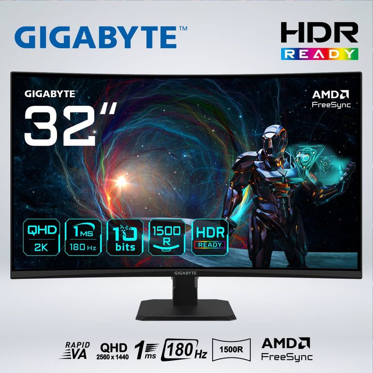 MONITOR GS32QCA GAMER CURVO QHD 32 " VA 180hz 1ms HDR AMDfreesync