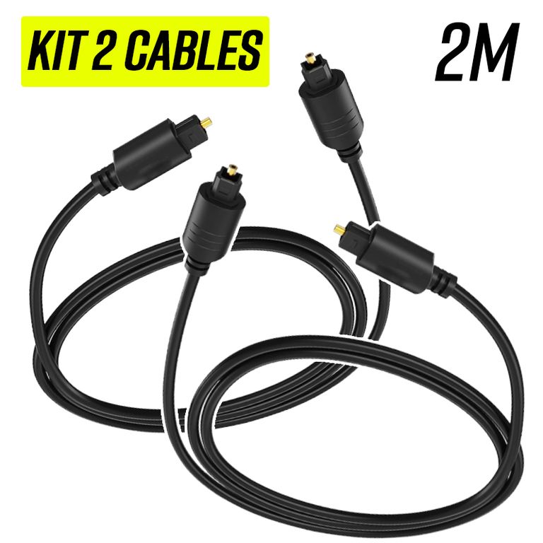 Kit 2 Cable audio óptico digital toslink slim 2 metros fibra optica